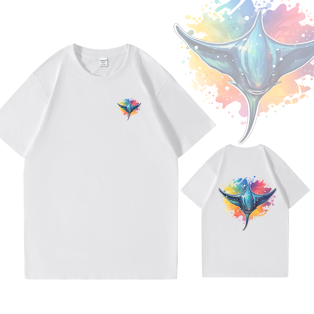 Rainbow Manta Ray Cotton Tee